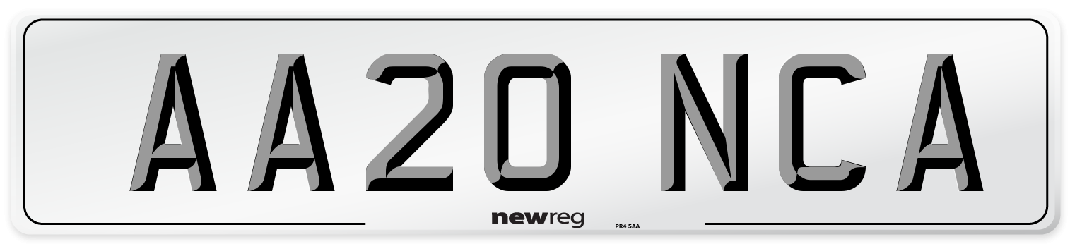 AA20 NCA Number Plate from New Reg